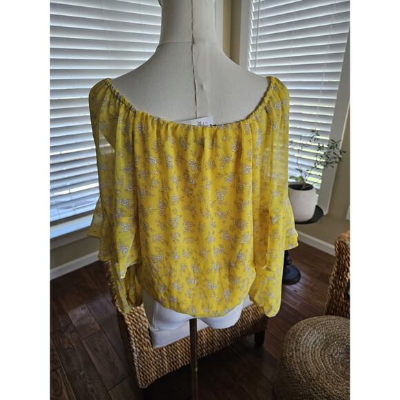 Banana Republic Yellow Floral Balloon Sleeve Blouse Women's Size S NWT - Picture 5 of 10